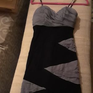 XOXO Black/Gray Mesh/Stretch Wrap Dress S